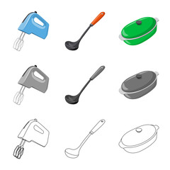 Vector illustration of kitchen and cook icon. Collection of kitchen and appliance stock symbol for web.