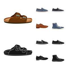 Isolated object of shoe and footwear symbol. Collection of shoe and foot stock symbol for web.