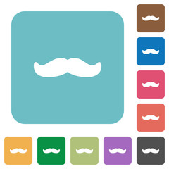 Mustache rounded square flat icons