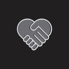 love 3d hand shake symbol logo vector