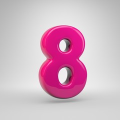 Plastic Pink color number 8 isolated on white background
