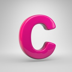 Plastic Pink color letter C uppercase isolated on white background