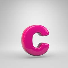 Plastic Pink color letter C lowercase isolated on white background