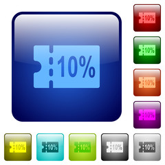 10 percent discount coupon color square buttons