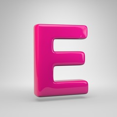 Plastic Pink color letter E uppercase isolated on white background