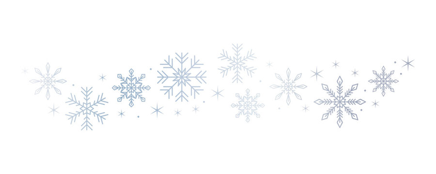 bright snowflakes and stars border isolated on white background vector illustration EPS10