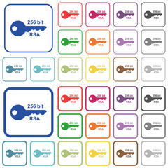 256 bit rsa encryption outlined flat color icons