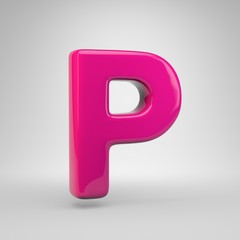 Plastic Pink color letter P uppercase isolated on white background