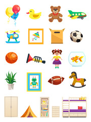 Children Room Interior Objects Set