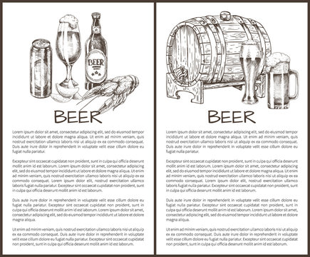 Beer Objects Set Hand Drawn Vector Sketches.