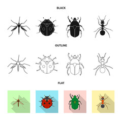 Vector design of insect and fly logo. Collection of insect and element stock vector illustration.