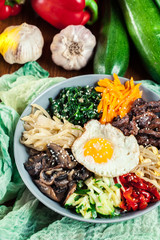 Bibimbap - rice with beef and vegetables