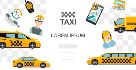 Flat Taxi Colorful Template