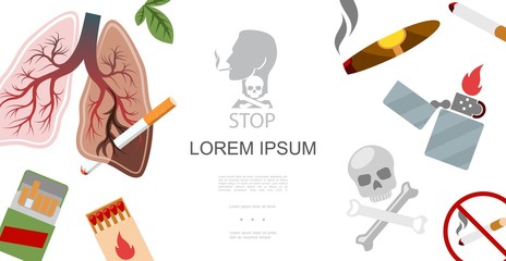 Flat Stop Smoking Colorful Concept