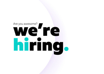 We are Hiring Vector Background. Trendy Bold Black Typography. Job Vacancy Card Design. Join Our Team Minimalist Poster Template, Looking for Talents Advertising, Open Recruitment Creative Ad.