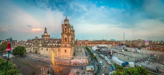 Fototapeten Zocalo-Platz und Metropolitan-Kathedrale von Mexiko-Stadt © javarman