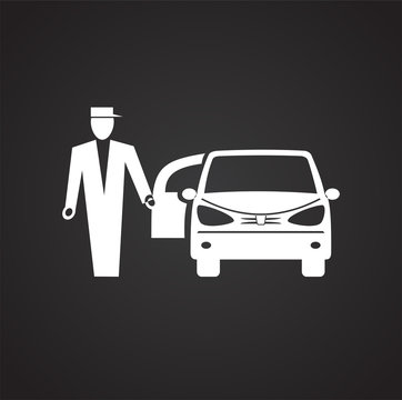 Wedding car icon on black background for graphic and web design, Modern simple vector sign. Internet concept. Trendy symbol for website design web button or mobile app