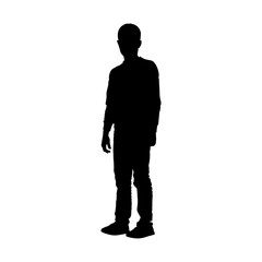Standing boy, a teenager, silhouette
