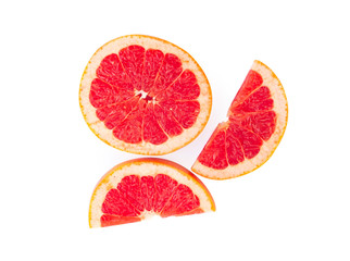 Fototapeta na wymiar Topview Grapefruit slice isolated on white background