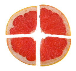 Fototapeta na wymiar sliced grapefruit isolated on white background
