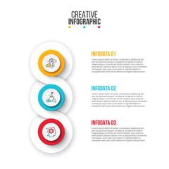 Creative concept for infographic. Circles with 3 steps, options, parts or processes. Vector business template for presentation.