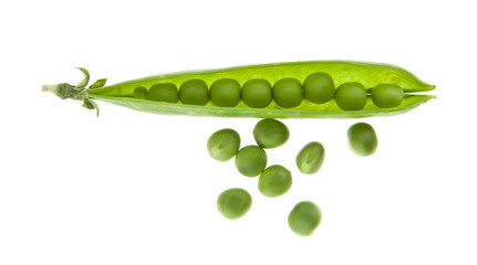 green peas isolated on white background