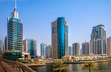 Fototapeta premium Widok ogólny Dubai Marina. Linia panoramy miasta.