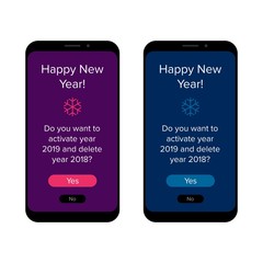 Happy New Year message on smarphone screen