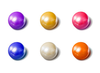 Vector Colorful Pearls Set, Dragee Candies, Photo Realistic Illustrations Collection Isolated.