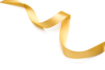 golden satin ribbon isolated on white background