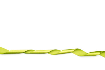 green satin ribbon isolated on white backgroun