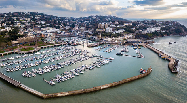 View of Torquay harbour looking towards the town 