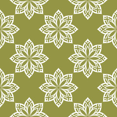 Olive green floral seamless pattern