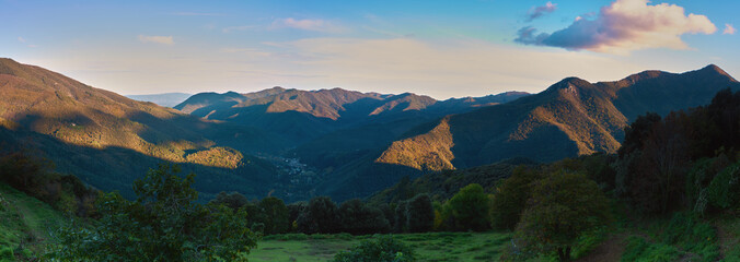 Beautiful spanish panoramic landscape near the small village Osor in Catalonia