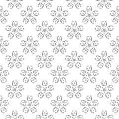Gray floral ornamental design on white. Seamless backround