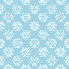 White floral seamless pattern on blue background