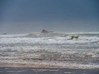 Stormy ocean on the shore of Essaouira.