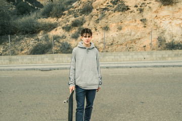  Guy with a skateboard down the street © Rafa