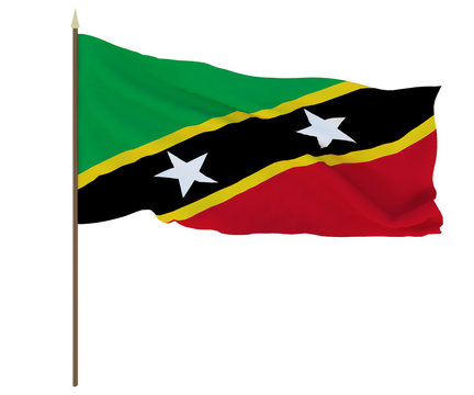 National flag of Saint Kitts and Nevis. Background for editors and designers. National holiday