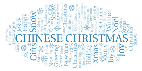 Fototapeta premium Chinese Christmas word cloud.