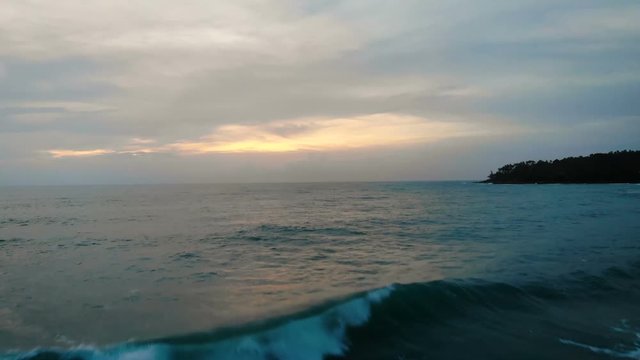 sunset at Surin beach Phuket, Thailand - drone shot