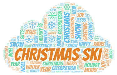 Obraz premium Christmas Ski word cloud.