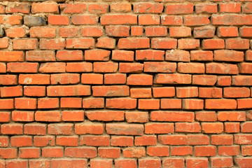 debris red brick wall