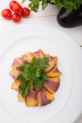 Slices of smoked horse meat