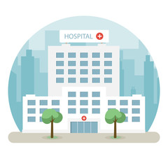 Hospital building in a big city. Flat design - 237147581