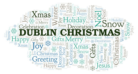 Fototapeta na wymiar Dublin Christmas word cloud.