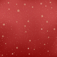 golden snowfall on red background
