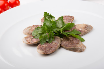 Slices of smoked horse meat
