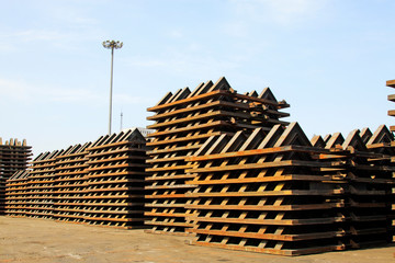 Piles of steel components