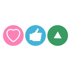 Thumb up symbol, finger up icon vector illustration. Heart shape. Up vote design